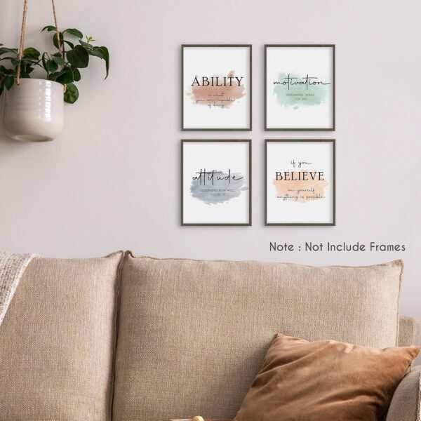 HRQKO Office Inspirational Quotes Wall Art Poster Prints Set of 4, Motivational Wall Art, Colorful Artwork Prints Posters Wall Decor, Affirmations Prints for Office Women Men 8”x10” Unframed - Image 6