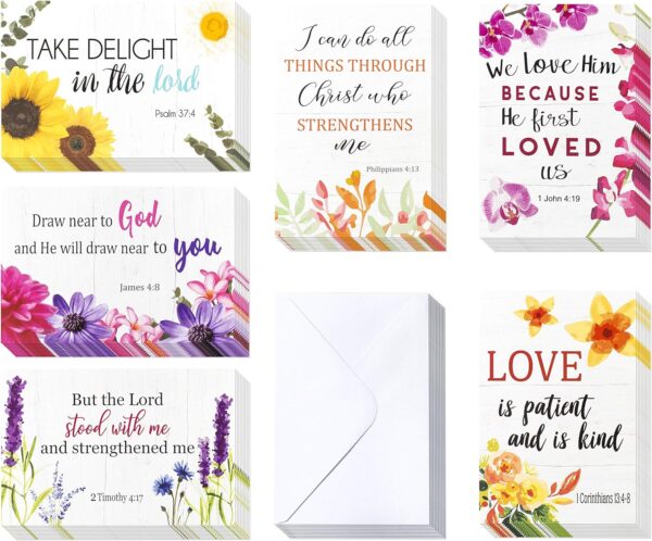 24 Christian Greeting Cards - Inspirational Greeting Cards -Motivational Bible Verse - 24 Scripture Cards with 24 Envelopes, 4 x 6 Inch - Image 4