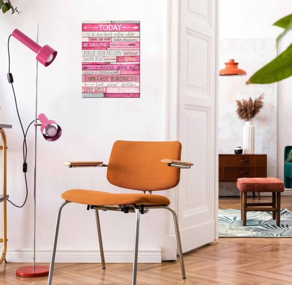 Pink Wall Decor - Inspirational Quotes Wall-Art - Motivational Bedroom Decor For Teen Girls - Office Gifts For Women With Framed Canvas Artwork Ready to Hang 15" W x 11.5" H - Image 3