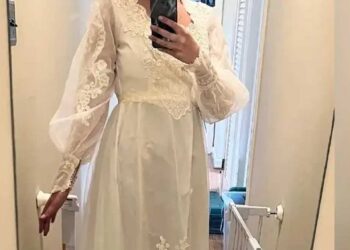 Bride honors late mother by remodeling her classic wedding ceremony gown into household souvenir