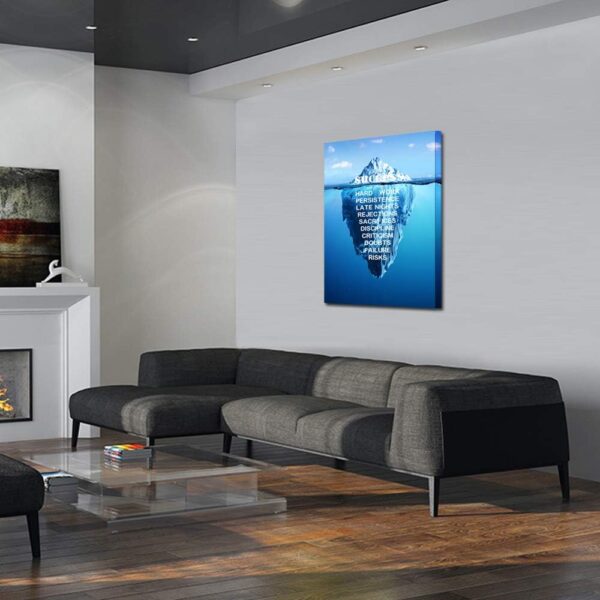 KREATIVE ARTS - Canvas Quotes Wall Art Success Inspiration Motivation Iceberg Poster Stretched Gallery Wraps Giclee Print Ready to Hang for Office and Home Decor 24x36inch - Image 4