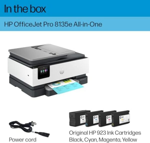 HP OfficeJet Pro 8135e Wireless All-in-One Color Inkjet Printer, Print, Scan, Copy, Fax, ADF, Duplex Printing, Best-for-Home Office, 3 month Instant Ink trial included (40Q35A) - Image 6