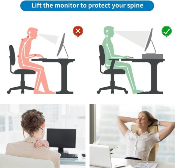 gianotter Desk Organizers and Accessories, 2-Tier Metal Monitor Stand Riser, Desk Organizer for Monitor, Office Desk Storage Organizer for Office Supplies (Black) - Image 4