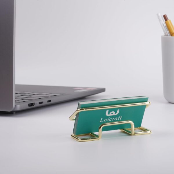 Business Card Holder for Desk, Cute Metal Card Organizers and Office Desk Accessories for Men and Women (Golden) - Image 4