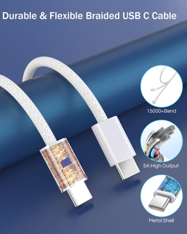 iPhone Car Charger Fast Charging,iPhone 16 Car Charger 2PACK Dual USB C PD3.0 Port CarCharging Adapter and USB C to C Braided Nylon Charging Cable Compatible with iPhone 16/16 Pro Max/15/iPad（Blue） - Image 3