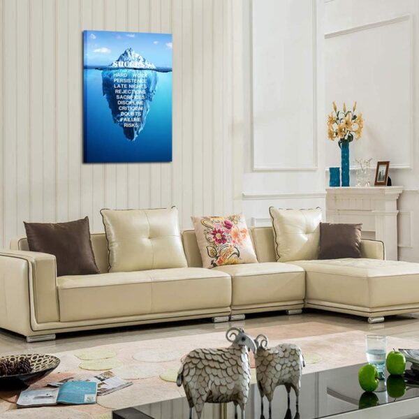 KREATIVE ARTS - Canvas Quotes Wall Art Success Inspiration Motivation Iceberg Poster Stretched Gallery Wraps Giclee Print Ready to Hang for Office and Home Decor 24x36inch - Image 3