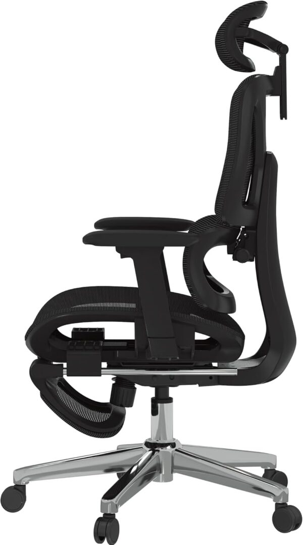FLEXISPOT ErgoX Premium Ergonomic Office Chair with Footrest- Adjustable 3D Armrests, Dynamic Lumbar Support, Recline & Tilt Function, Mesh Seat, for Home & Office Use,Black - Image 4