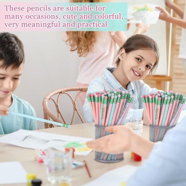 Fainne 120 Pcs Inspirational Pastel Pencils Bulk with Eraser Motivational Pens Gift for Kids Students HB Wood Unsharpened Inspirational Quote Pencils for Class School Back to School Party Favor - Image 6