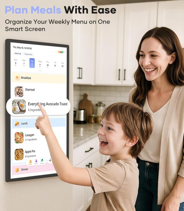 Cozyla 24'' Digital Calendar Wall Touch Screen Syncs All Android Tablet Apps To Do List Notepad Electronic Wall Smart Calendar for Family Chore Chart for Kids Adults Meal Planner Wall Mount Black - Image 5