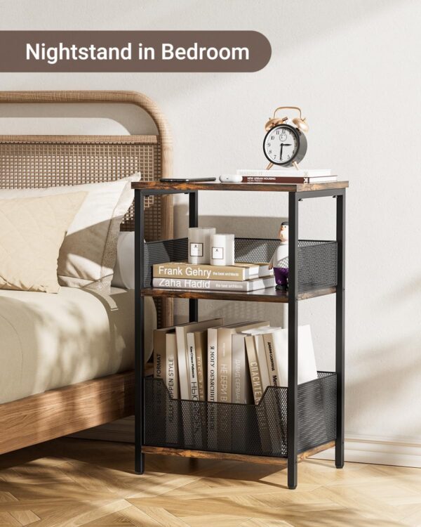 Dunatou End Table, Small Side Table Industrial Retro 3-Tier Sofa Table with Storage Shelf for Small Spaces, Living Room, Bedroom, Kitchen, Office - Image 4