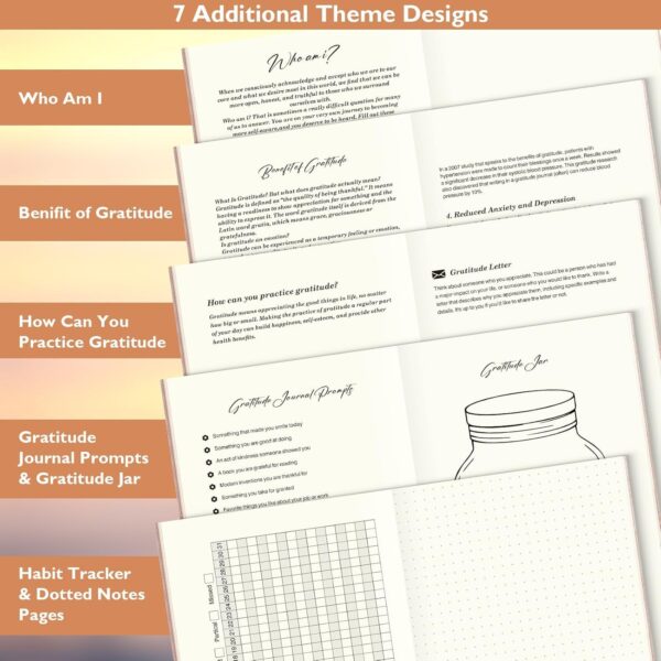 Gratitude Journal for Women Men, Wellness Journal with Different Prompts, Undated Daily Journal Notebook, Appreciation Diary for Happiness, Positivity, Affirmation, Inspirational Gifts, Pink - Image 3
