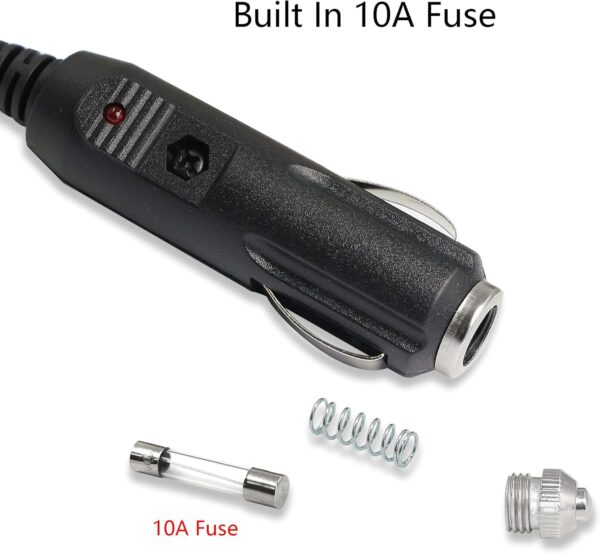 PNGKNYOCN12V DC Car Charger Auto Power Supply 18AWG Cable ，DC 5.5mm x 2.5mm to Car Cigarette Lighter Male Plug Car Cigarette Lighter Cable for Camera, CCTV, Car Refrigerator (1.5FT) - Image 4