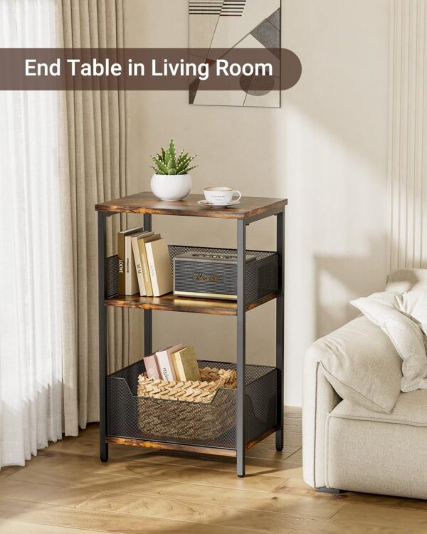 Dunatou End Table, Small Side Table Industrial Retro 3-Tier Sofa Table with Storage Shelf for Small Spaces, Living Room, Bedroom, Kitchen, Office - Image 5