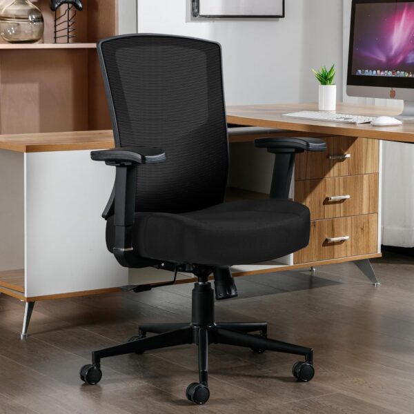 Blue Whale Big and Tall Office Chair 450lbs, Ergonomic High Back Computer Desk Chair for Heavy People with 2D Adjustable Waist Support and Heavy Duty Metal Base Mesh Chair - Image 2