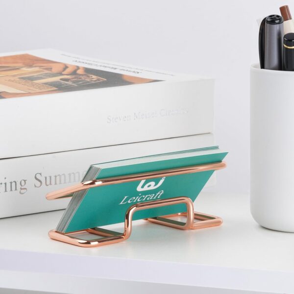 Business Card Holder for Desk, Cute Metal Card Organizers and Office Desk Accessories for Men and Women (Golden) - Image 6