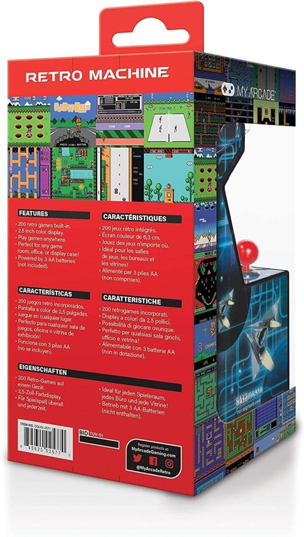 My Arcade Retro Machine Playable Mini Arcade: 200 Retro Style Games Built In, 5.75 Inch Tall, Powered by AA Batteries, 2.5 Inch Color Display, Speaker, Volume Control - Image 3