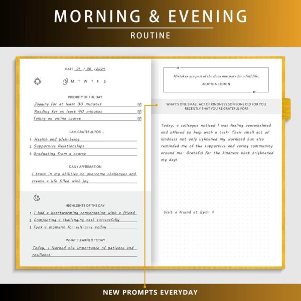 Self-Mastery Journal for Men - Gratitude and Productivity Journal for More Happiness, Positivity, Growth, Mindfulness, Self Care and Reflection - Guided Inspirational Journals for Men (Yellow) - Image 4