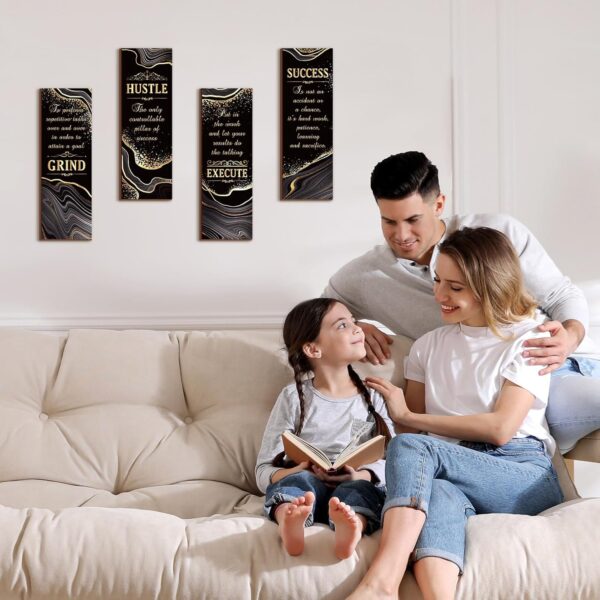 Honoson 4 Pcs Inspirational Office Wall Decor Motivational Rustic Wall Art Inspirational Hanging Wooden Plaques Sayings Motivational Quote Signs(15.8 x 6 Inch)