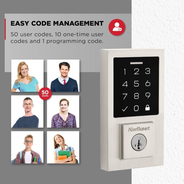 Kwikset SmartCode 270 Keyless Entry Electronic Touchpad Deadbolt Door Lock with Auto-Lock, Custom User Codes, Advanced Security in Satin Nickel Contemporary - Image 7