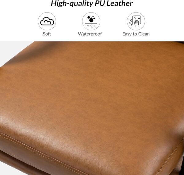 HULALA HOME Modern Faux Leather Home Office Chair with Tilt Lock & Metal Base, Desk Chair with Wheels & Padded Cushion, 360° Swivel Wide Seat Computer Task Chair, Camel - Image 8