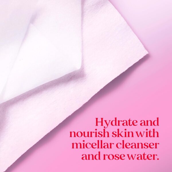 Burt's Bees, Rose Water Face Wipes, for All Skin Types, Hydrating Micellar Makeup Remover & Facial Cleansing Towelettes, 30 Count (1 Pack) - Image 6