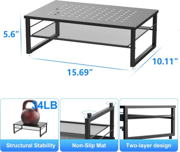 gianotter Desk Organizers and Accessories, 2-Tier Metal Monitor Stand Riser, Desk Organizer for Monitor, Office Desk Storage Organizer for Office Supplies (Black) - Image 5
