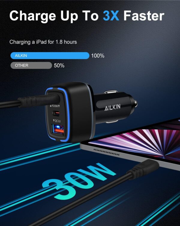 78W USB C Car Charger, Super Fast Charging Cigarette Lighter Adapter, 3 Port Power Delivery Auto Cargador for Samsung Galaxy S23 S22 Ultra, Apple iPhone 15 14 Pro Max 13, iPad, Google Pixel, Kindle - Image 2