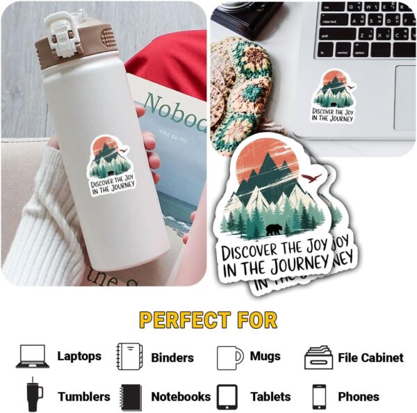 (3 Pcs) Discover The Joy in The Journey Sticker – Inspirational Life Quote Vinyl Decal for Personal Growth, Motivation, and Positivity for Laptop, Water Bottle, Tumbler 3"x3" - Image 4