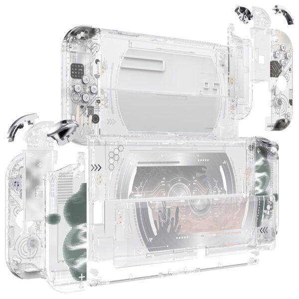 eXtremeRate Full Set Shell for Nintendo Switch OLED, Console Back Plate & Kickstand, NS Joycon Handheld Housing with Buttons for Nintendo Switch OLED - Silver Splatter - Image 5