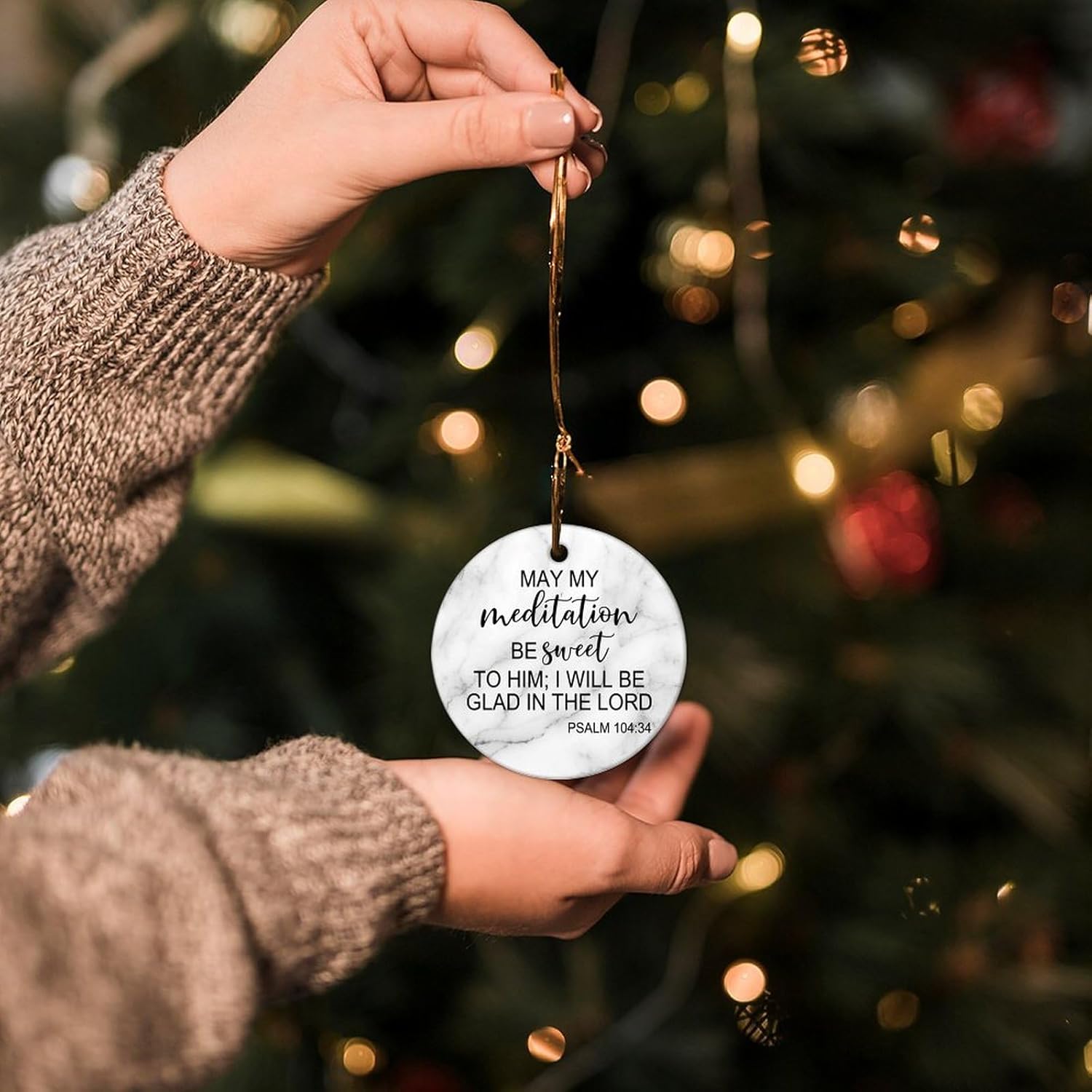 Christmas Ceramic Ornaments May My Meditation Be Sweet to Him; I Will Be Glad in The Lord Christmas Ornaments Motivational Quote Christmas Memorial Gifts for Xmas 3 in - Image 7