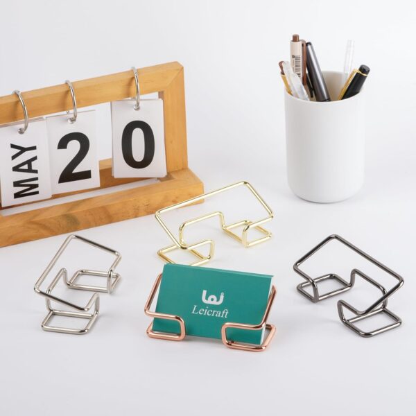 Business Card Holder for Desk, Cute Metal Card Organizers and Office Desk Accessories for Men and Women (Golden) - Image 7