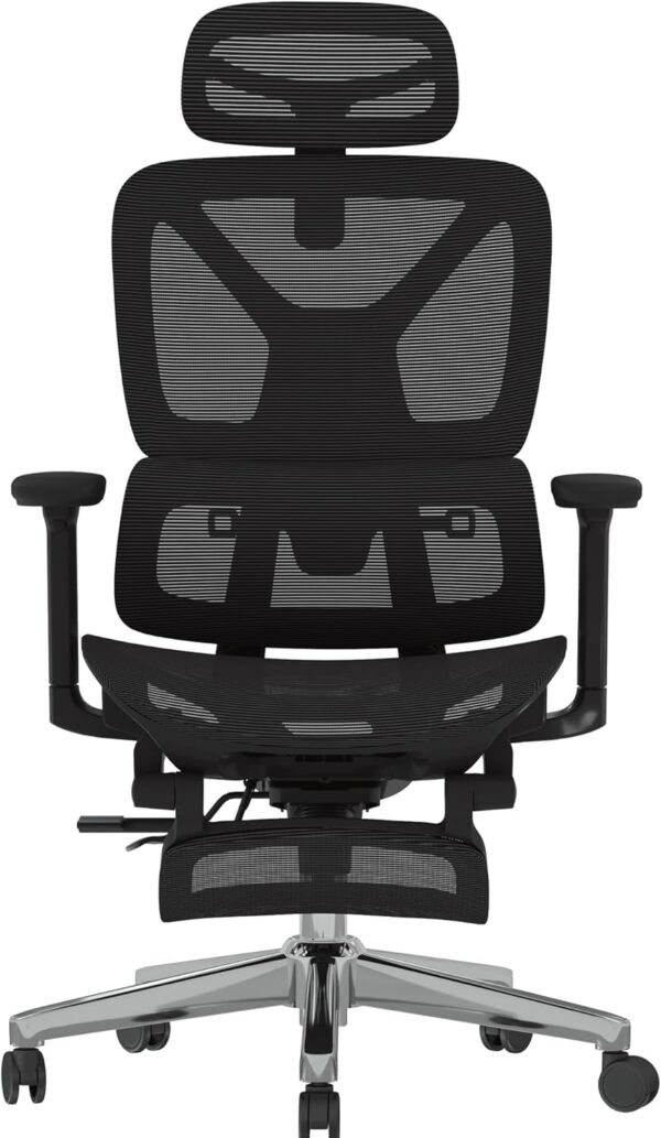 FLEXISPOT ErgoX Premium Ergonomic Office Chair with Footrest- Adjustable 3D Armrests, Dynamic Lumbar Support, Recline & Tilt Function, Mesh Seat, for Home & Office Use,Black - Image 3