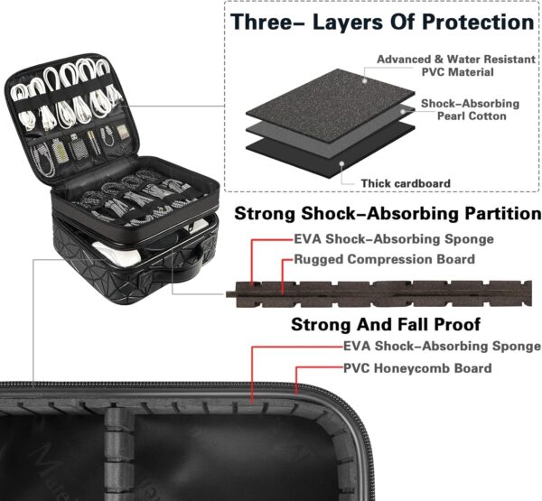 MATEIN Cord Organizer Case with Adjustable Divider, DJ Cable File Bag for DJ Gear, Sound Instrument and Music Equipment Accessories, Shockproof Portable Double Layer Cord Bags, Black - Image 5