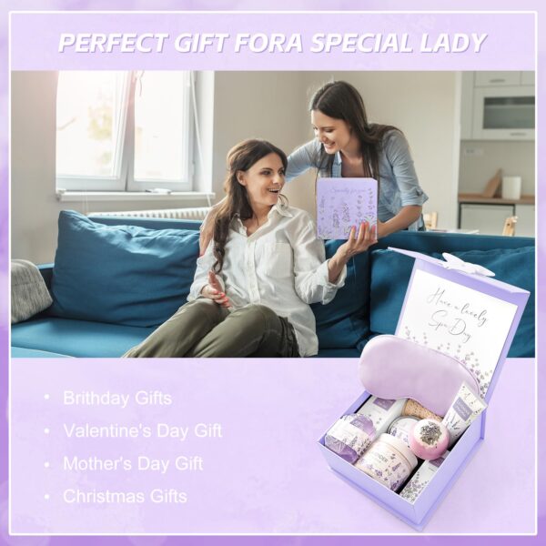 Lavender Spa Gifts Set, 11 Pcs Bath Gift Set for Women, Relaxing Spa Gifts, Bath Spa Gift Basket for Women, Self Care Gifts, Care Package, Home Spa Products, Birthday Gifts for Women, Lavender Gifts - Image 7