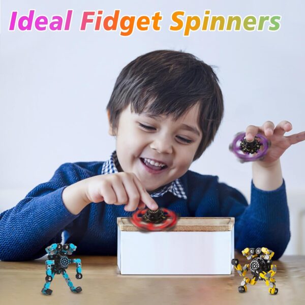 Transformable Fidget Spinners 4 Pcs for Kids and Adults Stress Relief Sensory Toys for Boys and Girls Fingertip Gyros for Party Favors Stocking Stuffers Bulk for Kids - Image 2