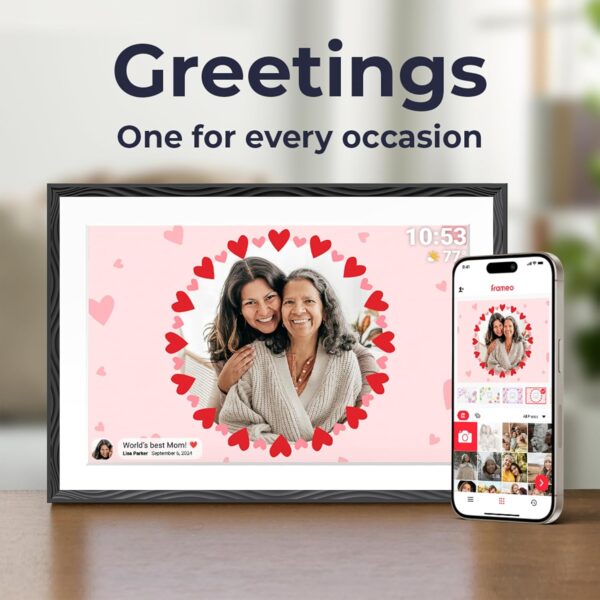 Digital Picture Frame, 10.1'' Frameo Digital Frame Wifi, 32GB Memory, 1280*800 HD Touch Screen Digital Photo Frame, Wall Mountable, Auto-Rotate, Share Instantly, Wedding, Birthday Gifts for Women, Mom - Image 8