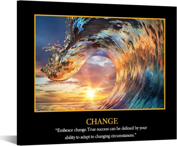 KREATIVE ARTS Motivational Self Positive Office Quotes Inspirational Success Teamwork Posters Canvas Prints Amazing Ocean Wave Pictures Sunset on Sea Landscape Wall Art 20x24