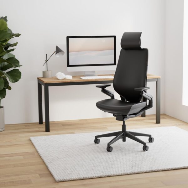 Steelcase Gesture Office Chair with Head Rest - Ergonomic Work Chair with Wheels for Hard Flooring - Comfortable Office Chair - Intuitive-to-Adjust Chairs for Desk - 360-Degree Arms - Licorice Fabric - Image 2