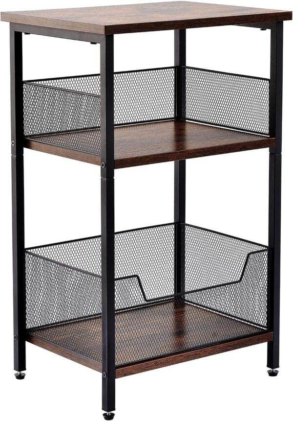 Dunatou End Table, Small Side Table Industrial Retro 3-Tier Sofa Table with Storage Shelf for Small Spaces, Living Room, Bedroom, Kitchen, Office