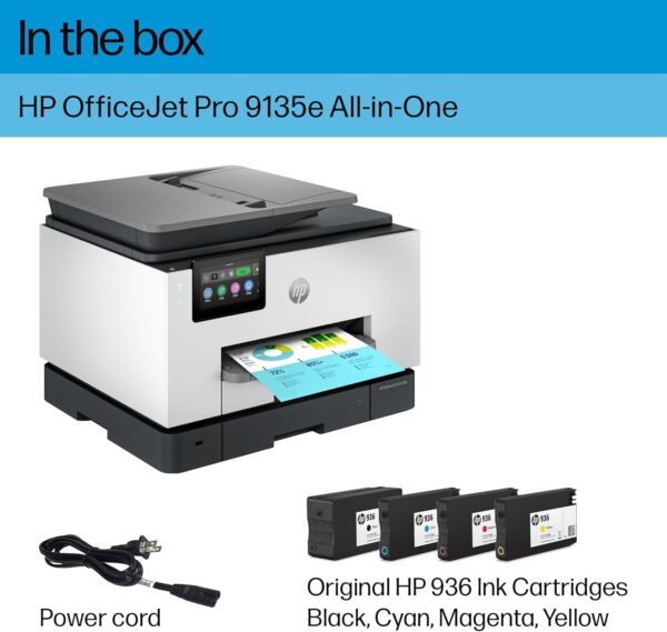 HP OfficeJet Pro 9135e All-in-One Printer, Color, Printer-for-Small Medium Business, Print, Copy, scan, fax, wireless. 3 month Instant Ink trial included ; Two-Sided Printing; Two-Side - Image 6