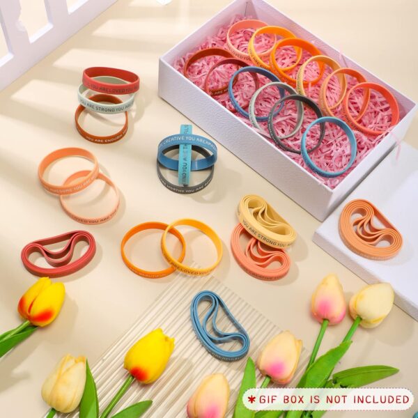 Roowest 120 Pcs Motivational Wristbands Bulk for Student Inspirational Rubber Bands Stretch Affirmation Silicone Bracelet Back to School Class Prizes Teacher Gifts for Kids(Rustic Color) - Image 3