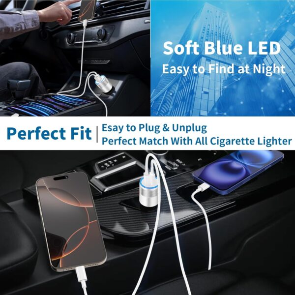 [Apple MFi Certified] iPhone 16 Fast Car Charger, Rombica 52.5W USB-C&USB-A Car Power Cigarette Lighter PD/QC USB-C Fast Car Charging with Type-C Cable for iPhone 16 Plus/16 Pro/16 Pro Max/15 Pro/iPad - Image 9