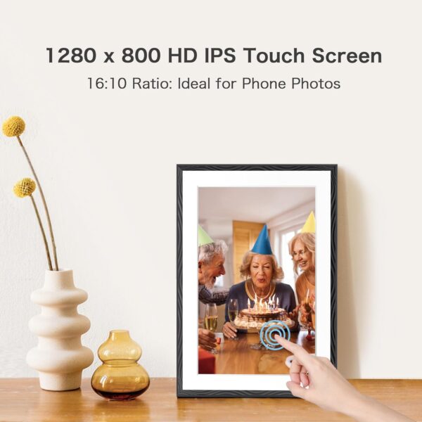Digital Picture Frame, 10.1'' Frameo Digital Frame Wifi, 32GB Memory, 1280*800 HD Touch Screen Digital Photo Frame, Wall Mountable, Auto-Rotate, Share Instantly, Wedding, Birthday Gifts for Women, Mom - Image 5