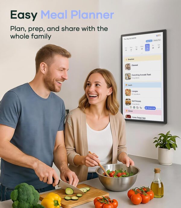 Digital Calendar+ 2: 32 Inch Wall Touch Screen Chore Chart Customize Dashboard Smart Electronic Calendar for Family Schedules Meal Planner Supports All Google Play Apps Wall Mount Black - Image 5