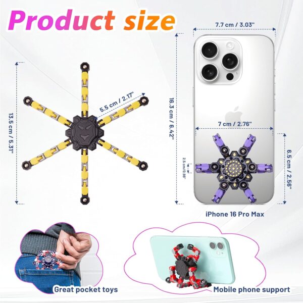 Transformable Fidget Spinners 4 Pcs for Kids and Adults Stress Relief Sensory Toys for Boys and Girls Fingertip Gyros for Party Favors Stocking Stuffers Bulk for Kids - Image 5