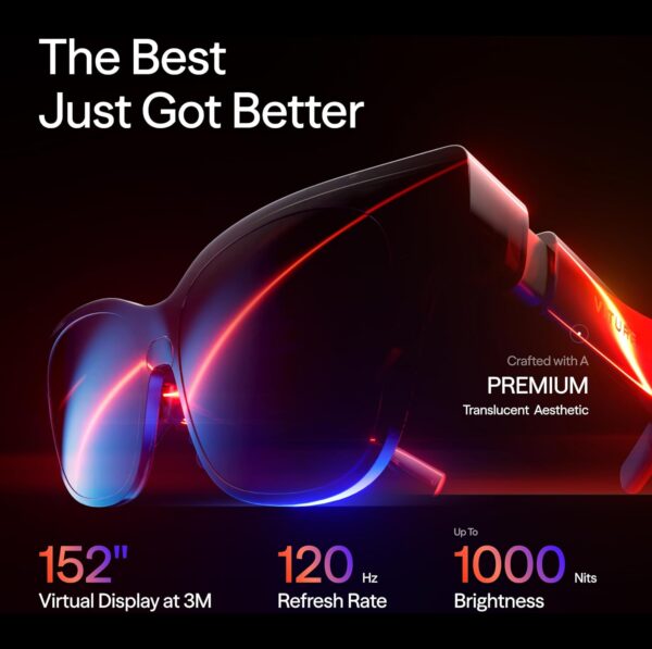 VITURE Luma Pro XR Glasses — 152” 1200p Ultra Sharp Display, 1000 Nits, 52° FOV, Dimming Adjustments, for iPhone 16/15, Android, Mac, PC, Steam Deck, First-Ever XR Experience for Switch 2 - Regular - Image 2
