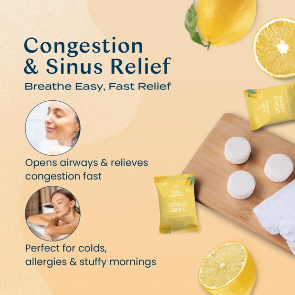 Body Restore Shower Steamers Aromatherapy 15 Pack - Birthday Gifts for Women, Men, Travel Essentials, Stress Relief, Relaxation, Self Care, Bath Bombs - Citrus - Image 4