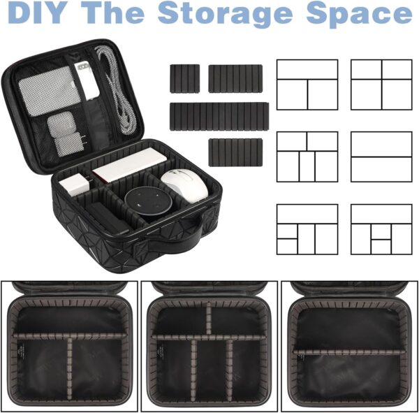 MATEIN Cord Organizer Case with Adjustable Divider, DJ Cable File Bag for DJ Gear, Sound Instrument and Music Equipment Accessories, Shockproof Portable Double Layer Cord Bags, Black - Image 3