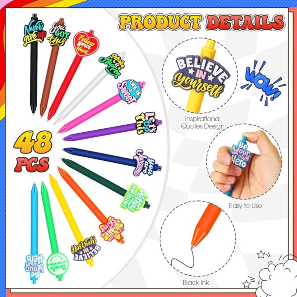 Spakon 48 Pcs Back to School Gifts Funny Inspirational Pens Motivational Quotes Novelty Pens Employee Appreciation First Day of School Gifts for Teacher Student Staff Nurse Coworker - Image 2