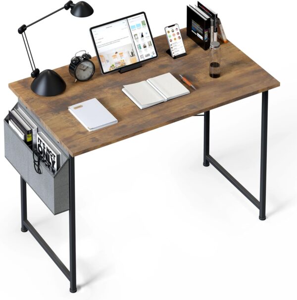 YSSOA Small Space Writing Desk with Headphone Hooks, Modern Simple Design, Suitable for Study, Home Office and Living Room